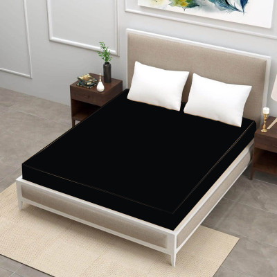 SAVEIT Zippered Double Size Breathable, Stretchable, Waterproof Mattress Cover(Black)