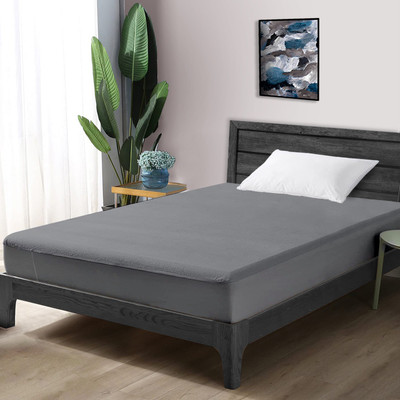 Divine Casa Elastic Strap Single Size Breathable, Waterproof Mattress Cover(Grey)