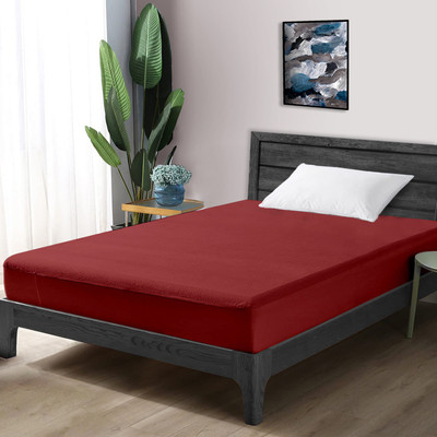 Divine Casa Elastic Strap Single Size Breathable, Waterproof Mattress Cover(Maroon)