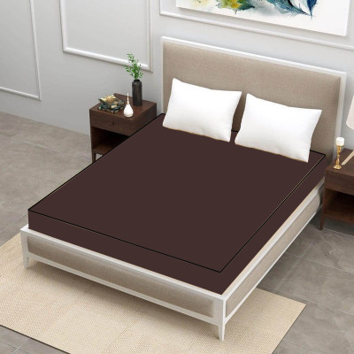 SAVEIT Zippered Double Size Breathable, Stretchable, Waterproof Mattress Cover(Brown)