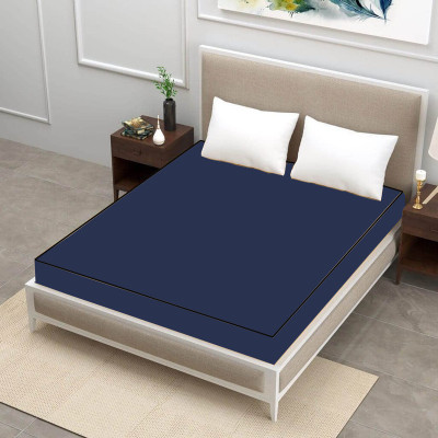 SAVEIT Zippered Double Size Breathable, Stretchable, Waterproof Mattress Cover(Blue)