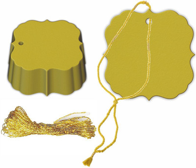KREEPO Handmade Blank Tags Craft Paper with Golden String for Gift Tag(50pcs) Non-Adhesive Paper Label(Kiwi)