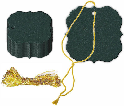 KREEPO Handmade Blank Tags Craft Paper with Golden String for Gift Tag(50pcs) Non-Adhesive Paper Label(Holly)
