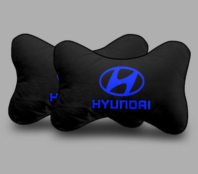 kioni Black Polyester Car Pillow Cushion for Hyundai(Rectangular, Pack of 2)
