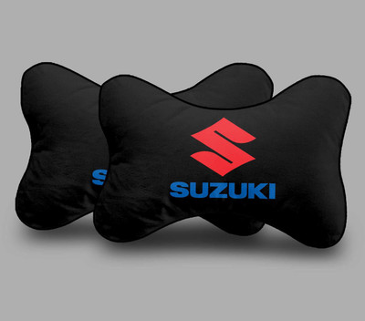 MeeFactory Black Polyester Car Pillow Cushion for Maruti Suzuki(Rectangular, Pack of 2)