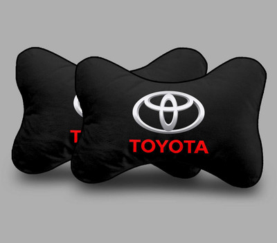 kioni Black Polyester Car Pillow Cushion for Toyota(Rectangular, Pack of 2)