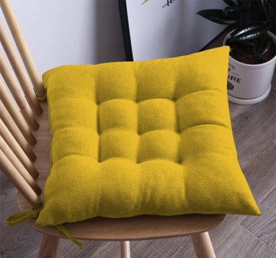 Anil Enterprises Chair Cushion Seat Pad for Home, Office, Garden, 16 x 16 Inches, Cream Microfibre Solid Chair Pad Pack of 1(Yellow)