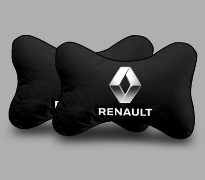 kioni Black Polyester Car Pillow Cushion for Renault(Rectangular, Pack of 2)