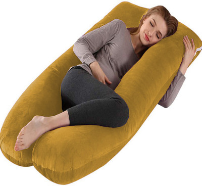 WILD MINT Microfibre Pregnancy Pillow Pack of 1 Solid U Shaped Velvet(Gold)