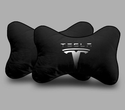 MeeFactory Black Polyester Car Pillow Cushion for Universal For Car(Rectangular, Pack of 2)