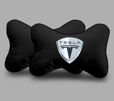 kioni Black Polyester Car Pillow Cushion for Universal For Car(Rectangular, Pack of 2)