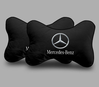 kioni Black Polyester Car Pillow Cushion for Mercedes Benz(Rectangular, Pack of 2)