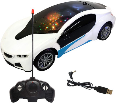 Nxt Chargeable 3D Remote Control Lighting Famous Car for Kids(White)