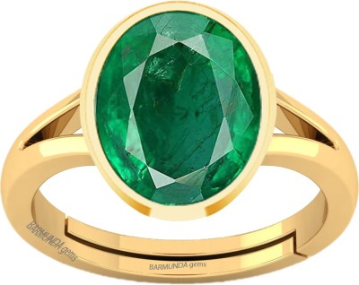 barmunda gems 8.25 Ratti / 7.42 ct. Emerald panna Panchdhatu ring for men and women Brass Emerald Brass Plated Ring