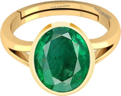 barmunda gems 8.25 Ratti / 7.42 ct. Emerald panna Stone Panchdhatu ring for men and women Brass Emerald Brass Plated Ring