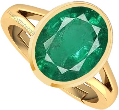 barmunda gems 9.25 Ratti / 8.32 ct. Emerald panna Panchdhatu ring for men and women Brass Emerald Brass Plated Ring