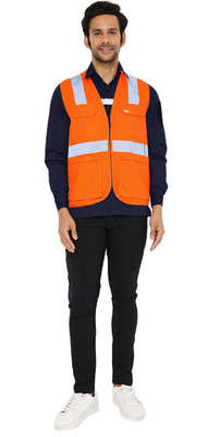 Associated Uniforms Fluorescent Orange Hi-Viz/High Visibility COTTON Sleeveless Jacket/Vest of XXL Safety Jacket(FLUORESCENT ORANGE)