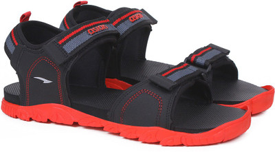 asian Men Sandals(Black, Red , 8)