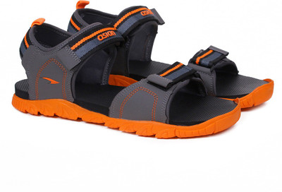 asian Men Sandals(Grey, Orange , 7)