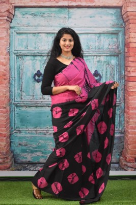 Kiaaron Printed Daily Wear Pure Cotton Saree(Black)