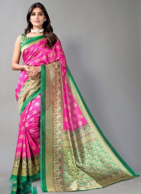 Spacekart Printed Chanderi Art Silk Saree(Pink)