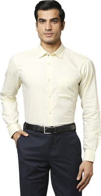 PARK AVENUE Men Solid Formal Yellow Shirt