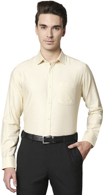 PARK AVENUE Men Striped Formal Yellow Shirt