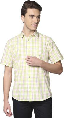 PARK AVENUE Men Checkered Casual Green Shirt