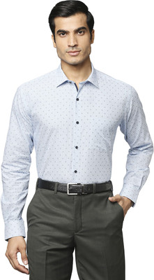PARK AVENUE Men Self Design Formal Blue Shirt