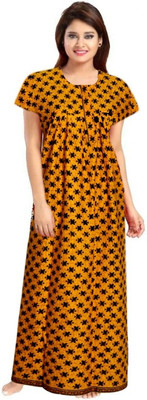 Trendy Fab Women Nighty(Yellow)