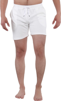 GTwo Solid Men Reversible White Basic Shorts