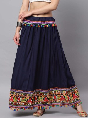 raghudas Self Design Women Regular Dark Blue Skirt