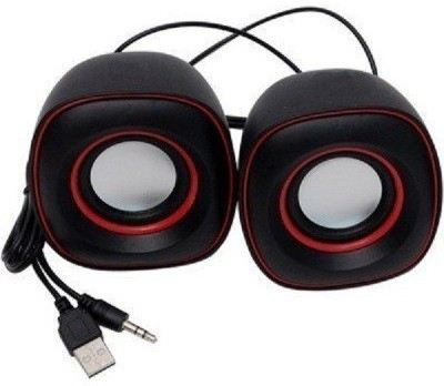 TERABYTE TB-015 ELIPTIC Joint Speaker 3.5mm Jack And USB port / Audio Multimedia 2 W Laptop/Desktop Speaker(Red, Black, 2.0 Channel)
