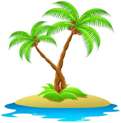 AK GRAPHICS 60 cm Cute Simple Tropical Island Palm Tree wall sticker Self Adhesive Sticker(Pack of 1)