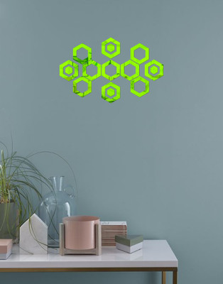 Psychedelic Collection 63.5 cm beautiful hexagone set golden acrylic sticker Self Adhesive Sticker(Pack of 1)