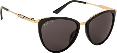AISLIN Oval, Aviator Sunglasses(For Men & Women, Black)