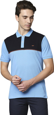 PARK AVENUE Colorblock Men Polo Neck Blue T-Shirt