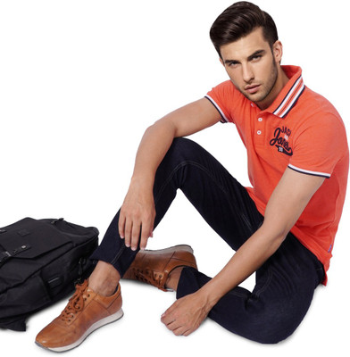 JACK & JONES Solid Men Polo Neck Red T-Shirt