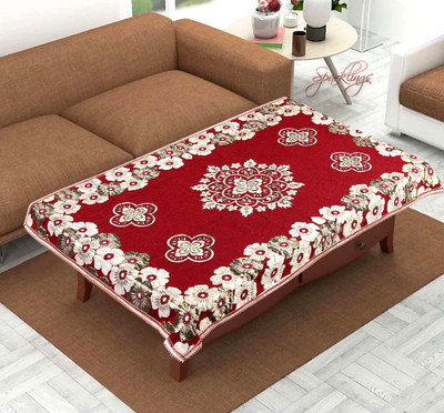 Sparklings Damask 4 Seater Table Cover(Red, Cotton)