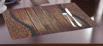 M/S REVAXO Rectangular Pack of 6 Table Placemat(Brown, PVC)