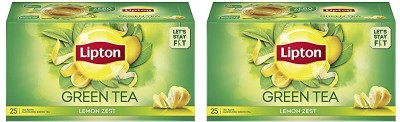 Lipton GREEN TEA WAISTLINE ALL NATURAL STAY FIT LEMON ZEST 25 BAGS PACK OF 2 Honey, Lemon Green Tea Bags Box(2 x 25 Sachets)