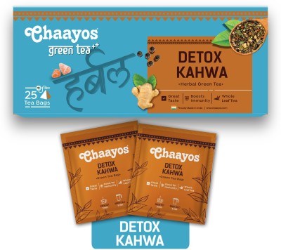 Chaayos Detox Kahwa | Herbal Tea Bags for Weight Loss | Pyramid Tea Bags | With Himalayan Pink Salt and Spices | Green Tea for Weight Loss and Digestion Herbal Tea Bags Box(25 Bags)