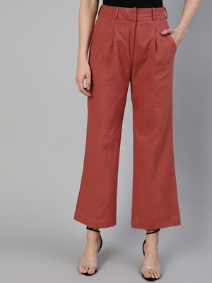 Jaipur Kurti Flared Women Red Trousers