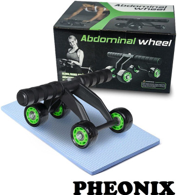 Pheonix 4 Wheel Ab Roller Complete Manual Exercise with Free Knee Protection Mat Unisex Ab Exerciser(Multicolor)