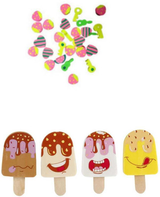 imtion 2 IN 1 ( 10 Pcs Cartoon eraser + 1 Pcs eraser ice cream look ) Bi