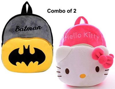 KIDSAC School Bag for Kids Hello Kitty & Batman Cartoon Kids bag Soft Plush 2 to 6 age 11 L Backpack(Multicolor)