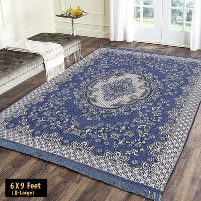 Sparrow world Grey Cotton Carpet(6 ft,  X 9 ft, Rectangle)