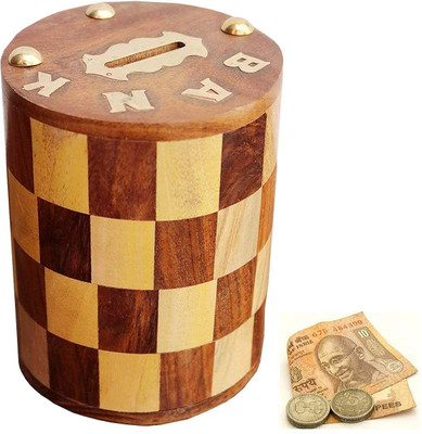 SWH Wooden Chess Design Money bank / Gullak Cash Box(1 Compartments)