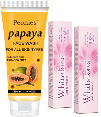 Peonies Papaya Face Wash 100ml & White Tone Face Cream 25g(3 Items in the set)