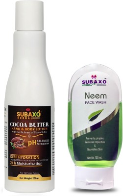 Subaxo HERBAL COCOA BUTTER BODY LOTION 200 ML AND NEEM FACE WASH 100 ML(2 Items in the set)